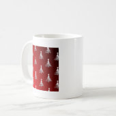 Mug Arbres de Noël en argent sur rouge (Devant gauche)