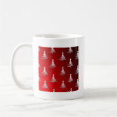 Mug Arbres de Noël en argent sur rouge (Gauche)