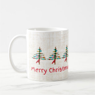 Mug Arbres de Noël en lin fabriqués – Xmas festif