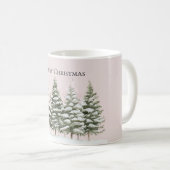 Mug Arbres de Noël enneigés rose blush (Devant droit)