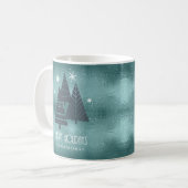 Mug Arbres de Noël et flocons de neige Turquoise ID863 (Devant gauche)