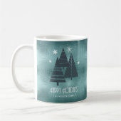 Mug Arbres de Noël et flocons de neige Turquoise ID863 (Gauche)