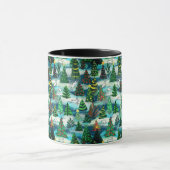 Mug Arbres de Noël et lièvres à neige (Centre)