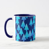 Mug Arbres de Noël Fleurs Modernes, Bleu Profond (Gauche)