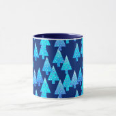 Mug Arbres de Noël Fleurs Modernes, Bleu Profond (Centre)