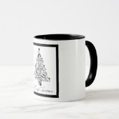 Mug Arbres de Noël minimalistes noirs et blancs (Devant droit)