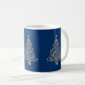 Mug Arbres de Noël modernes sur Arrière - plan bleu (Devant droit)