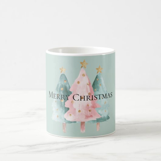 Mug Arbres de Noël rose Mint Gold Stars (Centre)