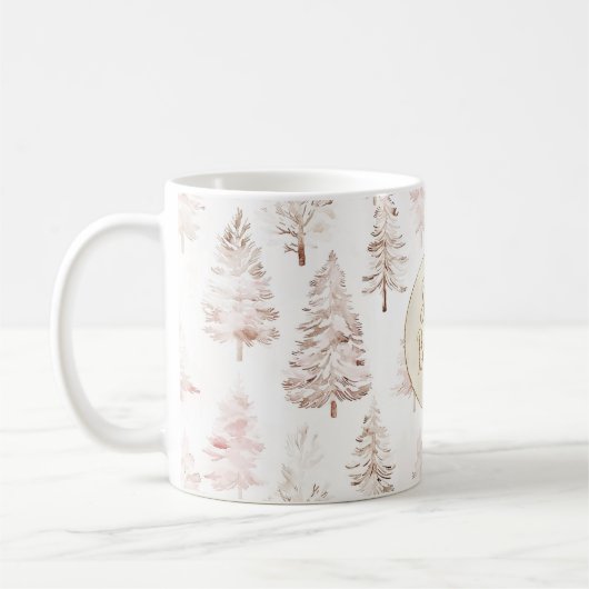 Mug Arbres de Noël roses Parties scintillant d'or bril (Gauche)