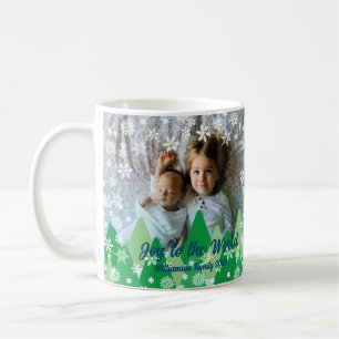 Mug Arbres de Noël Snowflakes blanc Joie au monde