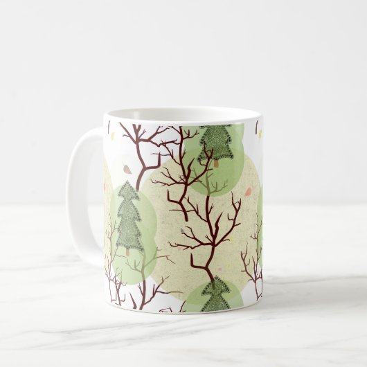 Mug Arbres de Noël texturés et arbres séchés. (Devant gauche)