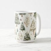 Mug Arbres de Noël verts crème (Devant droit)