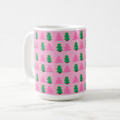 Mug Arbres de Noël verts et roses (Devant gauche)