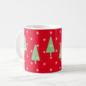 Mug Arbres de Noël verts Flammes de neige blanches Rou (Devant gauche)