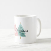 Mug Arbres de Noël verts roses (Devant droit)
