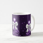 Mug Arbres de Noël violets de vacances élégants Rubans (Devant droit)