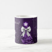 Mug Arbres de Noël violets de vacances élégants Rubans (Centre)