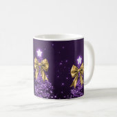 Mug Arbres de Noël violets de vacances élégants Rubans (Devant droit)