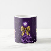 Mug Arbres de Noël violets de vacances élégants Rubans (Centre)