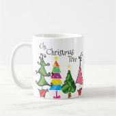 Mug Arbres de Noël Whimsical Pink Green Blue Script (Gauche)