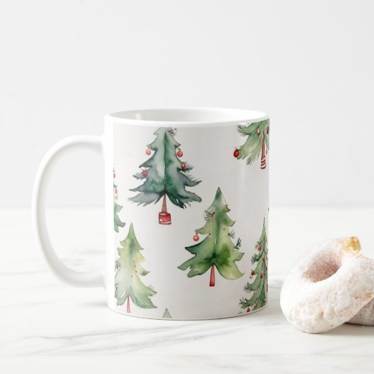 Mug Arbres de sapin écossais de Noël (Avec donut)