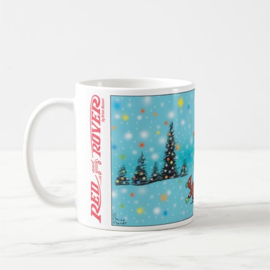 Mug Arbres de vacances Red et Rover et flocons de neig (Gauche)