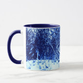 Mug Arbres et scène de neige, bleu de cobalt (Gauche)