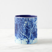 Mug Arbres et scène de neige, bleu de cobalt (Centre)