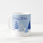 Mug Arbres lunaires bleus de Noël (Devant gauche)