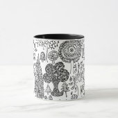 Mug Arbres Main noire et blanche dessinée Art moderne (Centre)