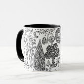 Mug Arbres Main noire et blanche dessinée Art moderne (Devant gauche)
