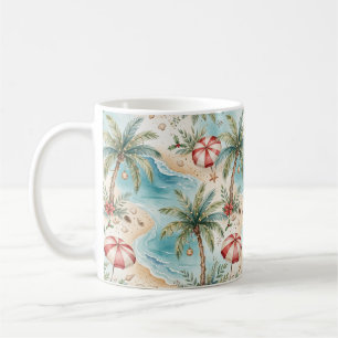 Mug Arbres palmiers tropicaux festifs lumières de Noël
