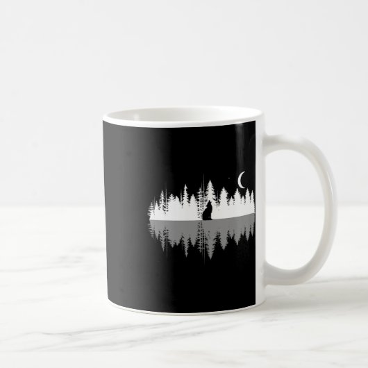Mug Arbres Réflexion Wolf Howling À Pleine lune Forest (Droite)