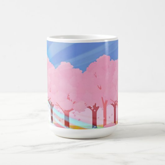 Mug Arbres Roses Et Ciel Bleu Design (Centre)