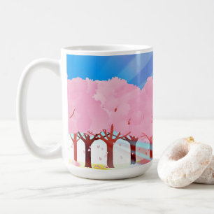 Mug Arbres Roses Et Ciel Bleu Design