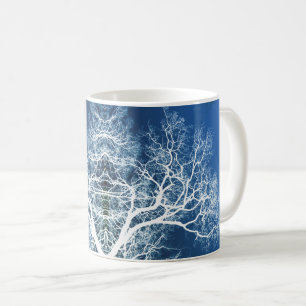 Mug Arbres silhouettes bleus et blancs