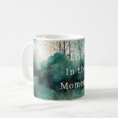 Mug Arbres verts dorés avec oiseaux Noël (Devant gauche)