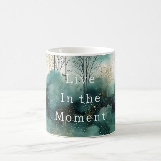 Mug Arbres verts dorés avec oiseaux Noël (Centre)