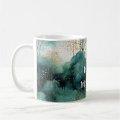 Mug Arbres verts en or avec oiseaux Noël (Gauche)