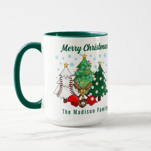 Mug Arbres verts Moderne Simple Nom de Noël Café (Gauche)