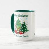 Mug Arbres verts Moderne Simple Nom de Noël Café (Devant gauche)