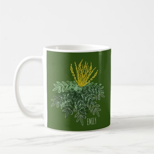 Mug Arbuste en mahonie botanique main dessinée vert (Gauche)