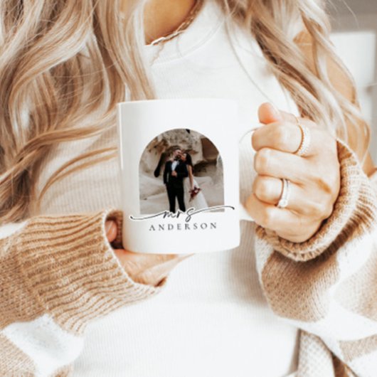 Mug Arc de script moderne photo Mme Bride cadeau