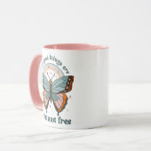 Mug Arc en arc-en-ciel à papillon rétro super (Devant gauche)