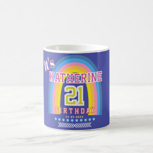 Mug Arc-en-ciel 21e Anniversaire Bleu