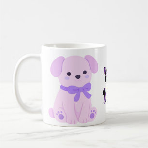 Mug arc-en-ciel avec chiot lavande mignon assis