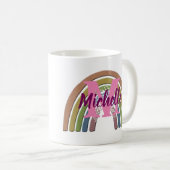 Mug Arc-en-ciel avec Faux Rustic Paper Texture Nom Per (Devant droit)