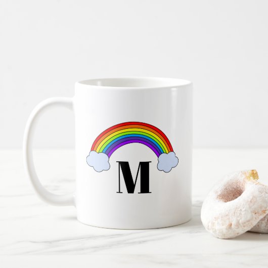 Mug Arc-en-ciel avec l'initiale de monogramme (Avec donut)