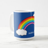 Mug Arc en ciel avec nuages blancs | Personnaliser (Devant gauche)