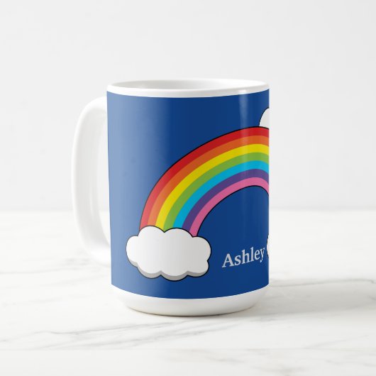 Mug Arc en ciel avec nuages blancs | Personnaliser (Devant gauche)